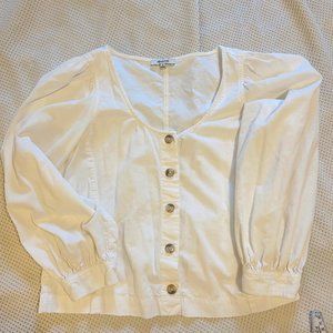 Madewell - Corduroy Shirred-Sleeve Button-Front Top